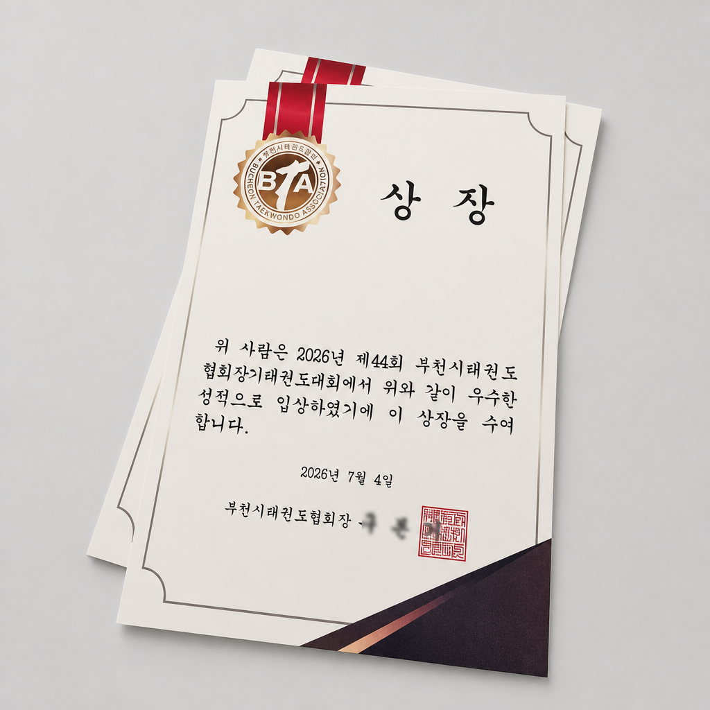 [부천시태권도협회] 협회장기 태권도대회 상장